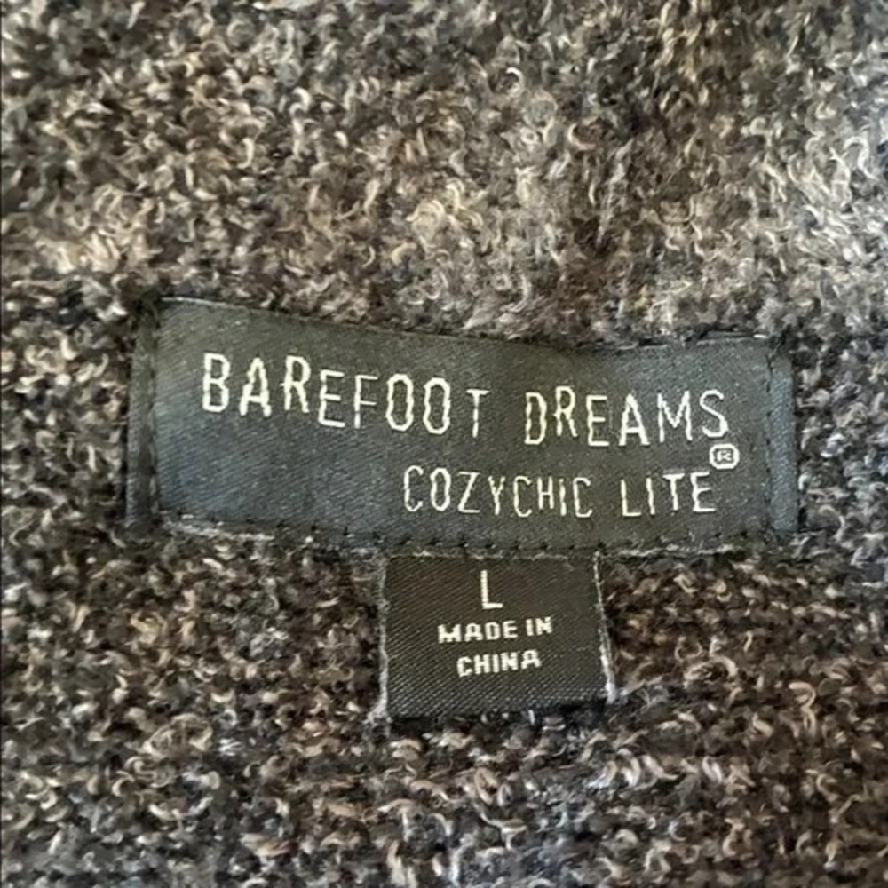BAREFOOT DREAMS Women Large Cozychic Lite Charcoal Grey Open Cardigan Comfy - Picture 9 of 11